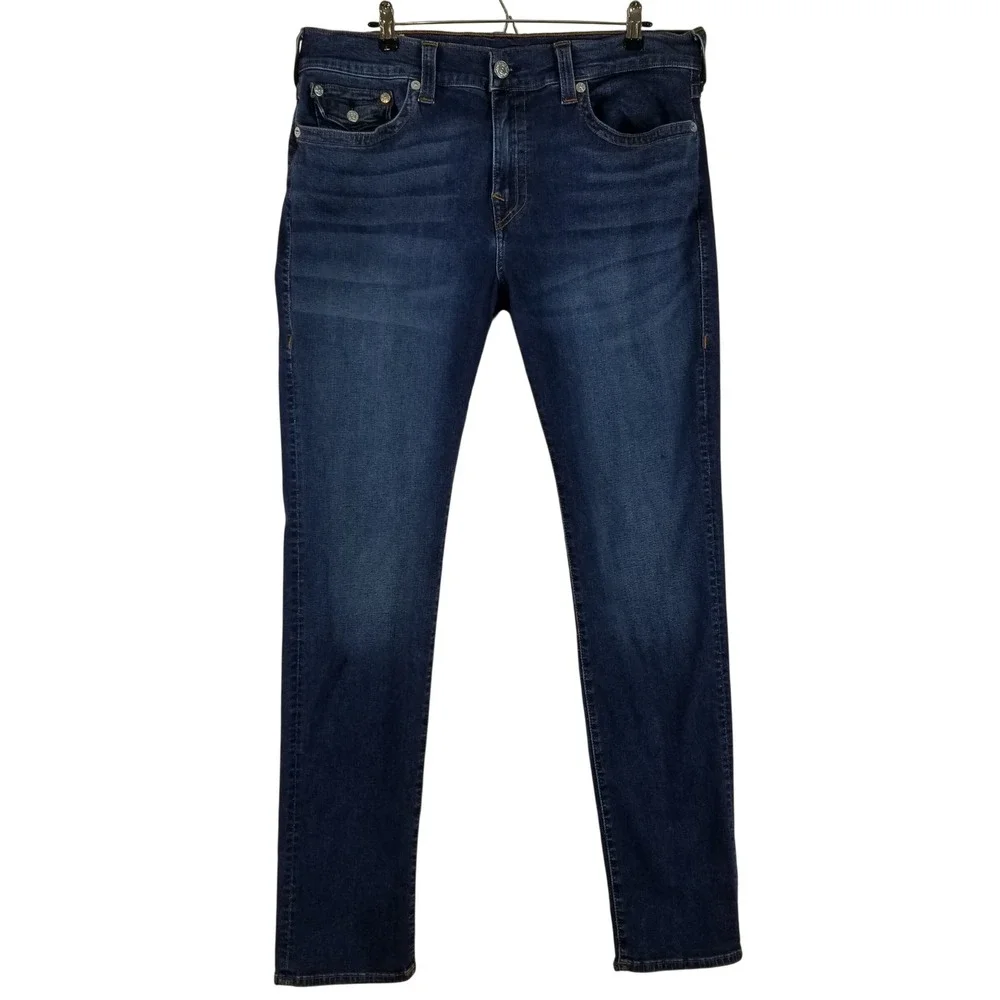 True‎ Religion Rocco Relaxed Skinny Jeans Mens 38 Blue Indigo Horseshoe Pockets